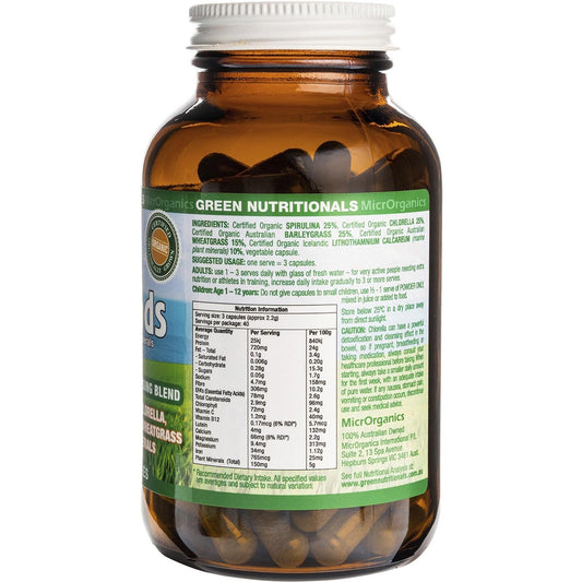 GREEN NUTRITIONALS Organic Green Superfoods Vegan Capsules 600mg 1 x 120 Caps