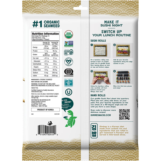 GIMME Roasted Seaweed Sushi Nori 9 Sheets 1 x 23g