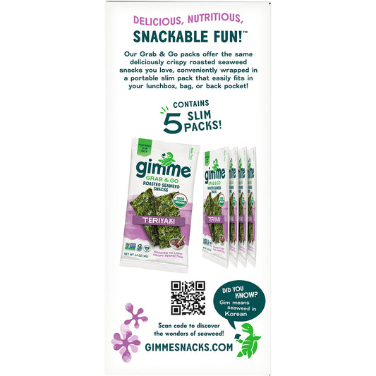 GIMME Roasted Seaweed Snacks Grab & Go Teriyaki 5 x 4g