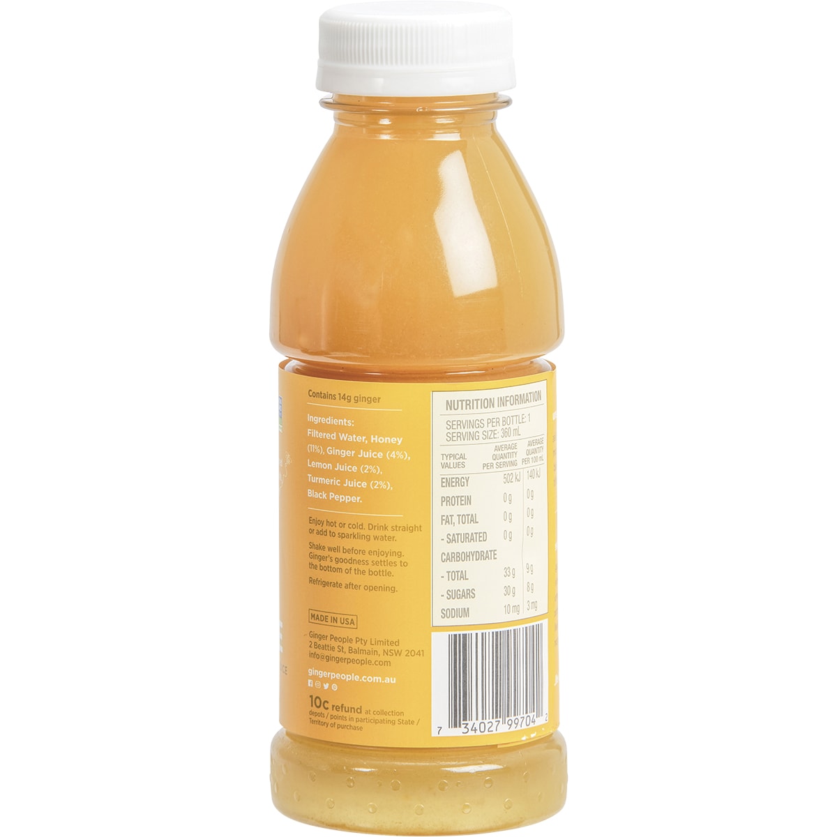 THE GINGER PEOPLE Turmeric Gingerade with Real Ginger & Turmeric Juice 1 x 360ml