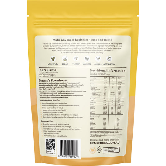 HEMP FOODS AUSTRALIA Organic Hemp Gold Protein 1 x 450g
