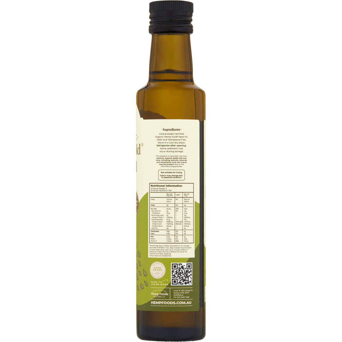 HEMP FOODS AUSTRALIA Organic Hemp Gold Seed Oil 6 x 250ml