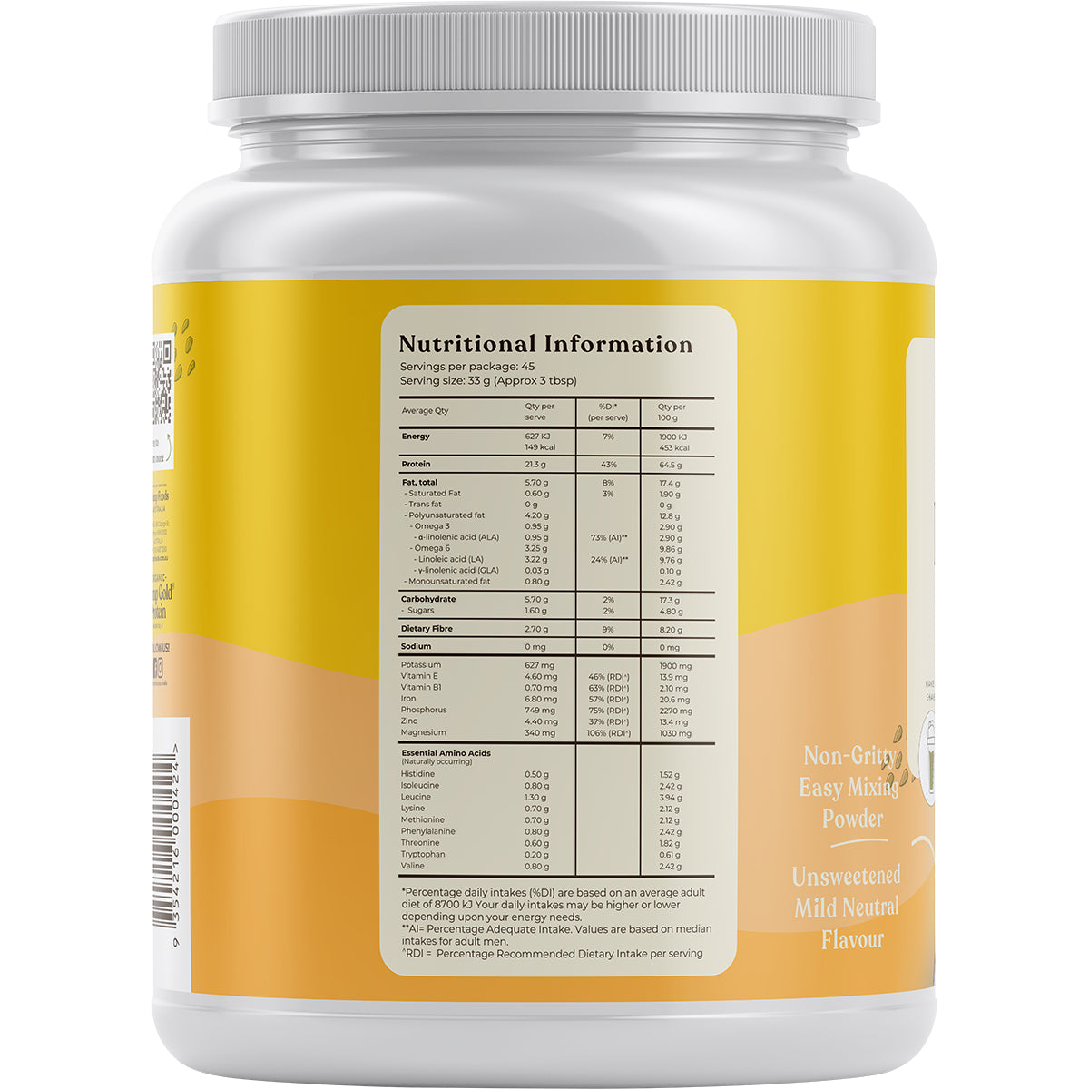 HEMP FOODS AUSTRALIA Organic Hemp Gold Protein 1 x 1.5kg