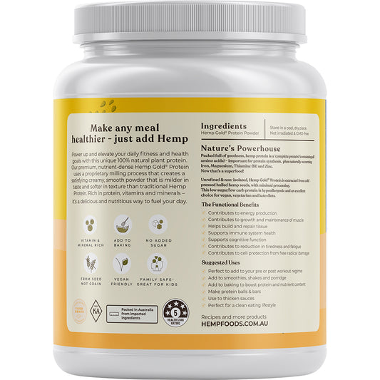 HEMP FOODS AUSTRALIA Organic Hemp Gold Protein 1 x 1.5kg