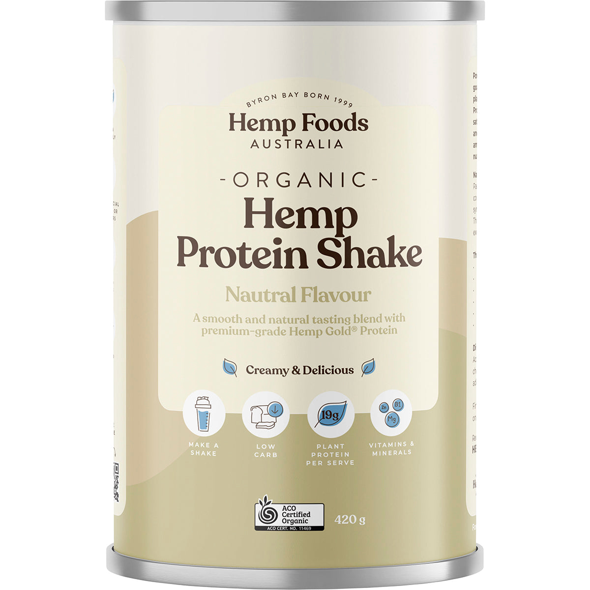 HEMP FOODS AUSTRALIA Organic Hemp Protein Shake Natural 1 x 420g