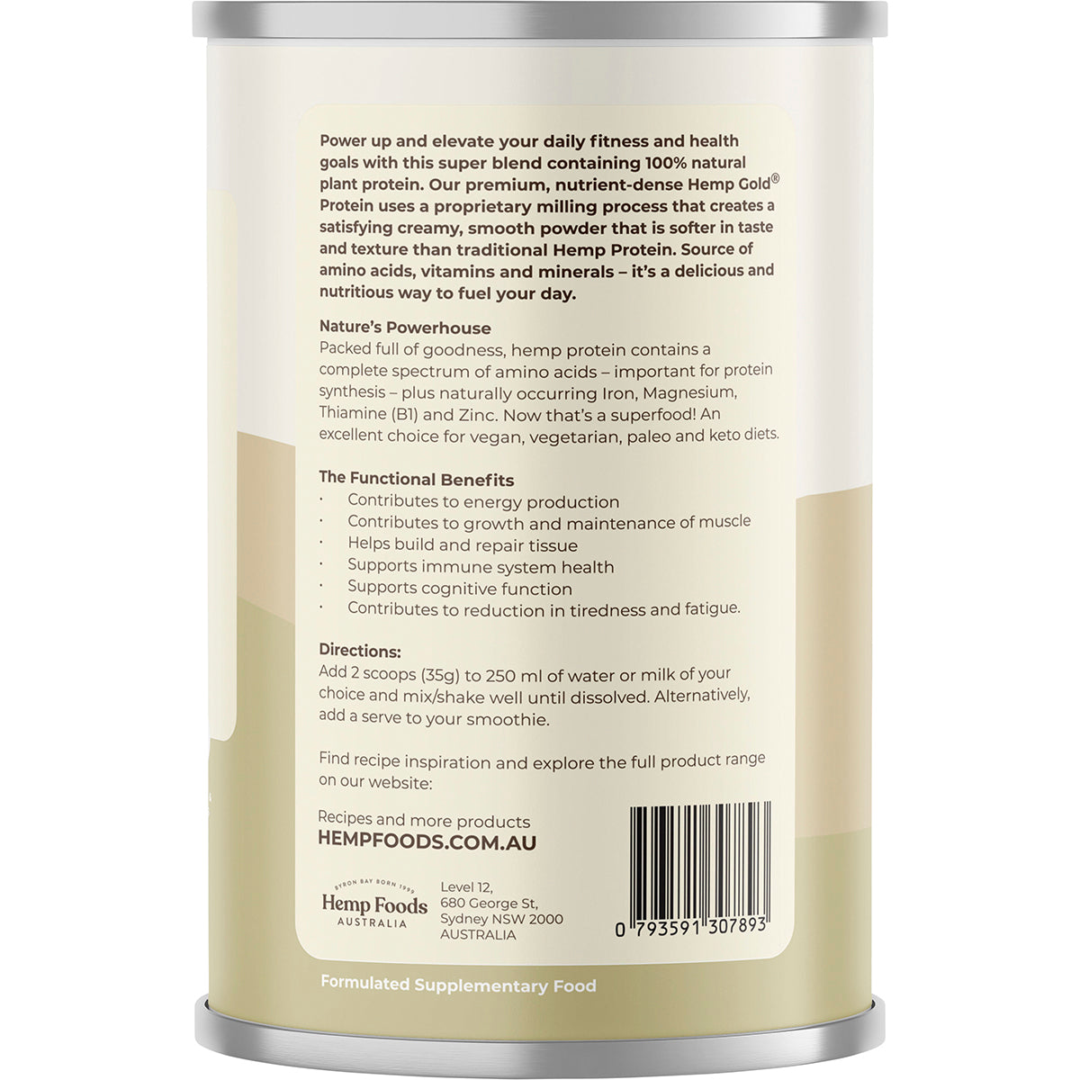 HEMP FOODS AUSTRALIA Organic Hemp Protein Shake Natural 1 x 420g