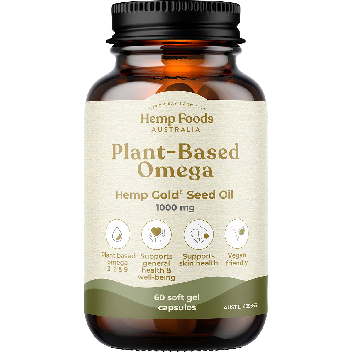 HEMP FOODS AUSTRALIA Plant-Based Omega with Hemp Gold Seed Oil 1 x 60 Caps