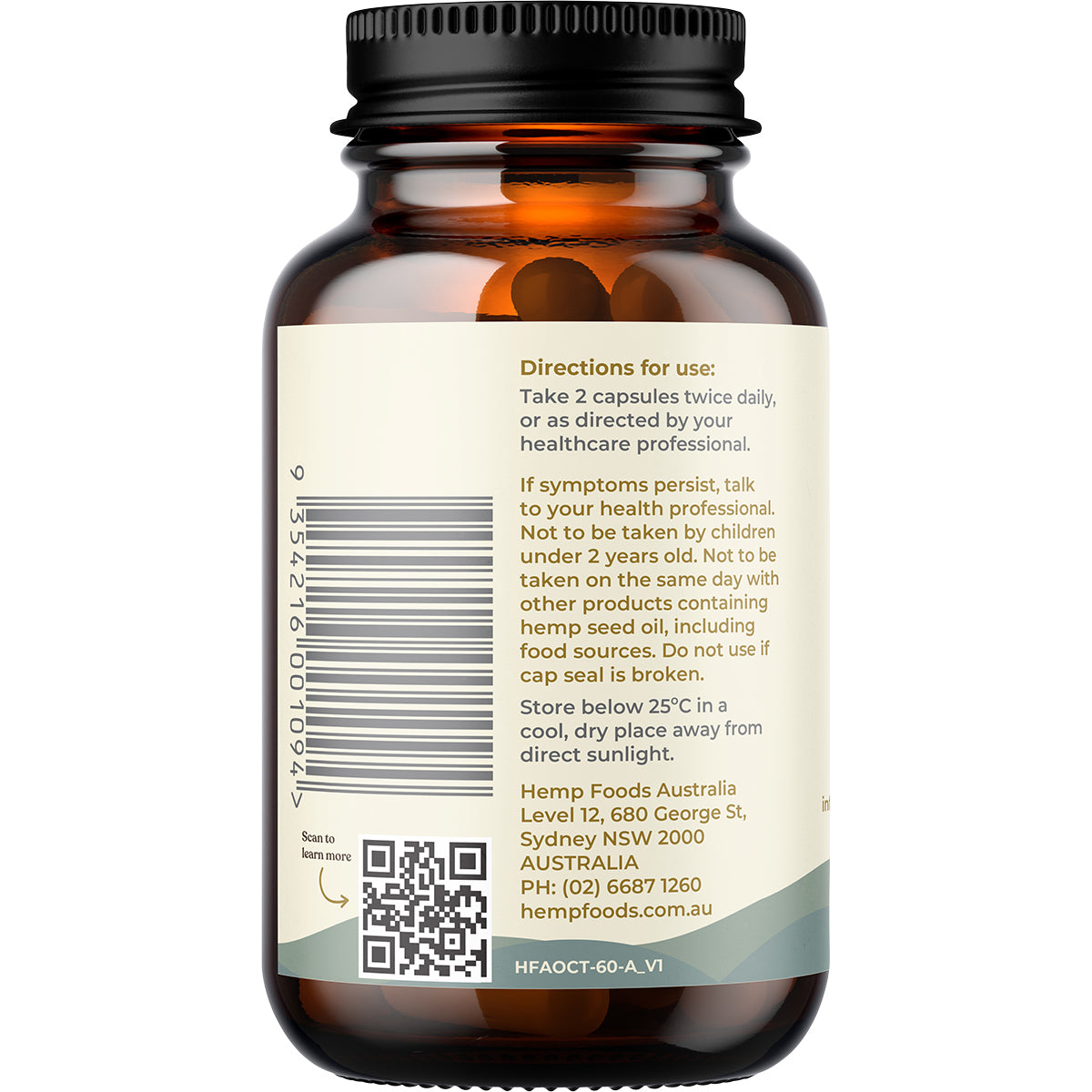 HEMP FOODS AUSTRALIA Pain Relief with Hemp Gold Seed Oil 1 x 60 Caps