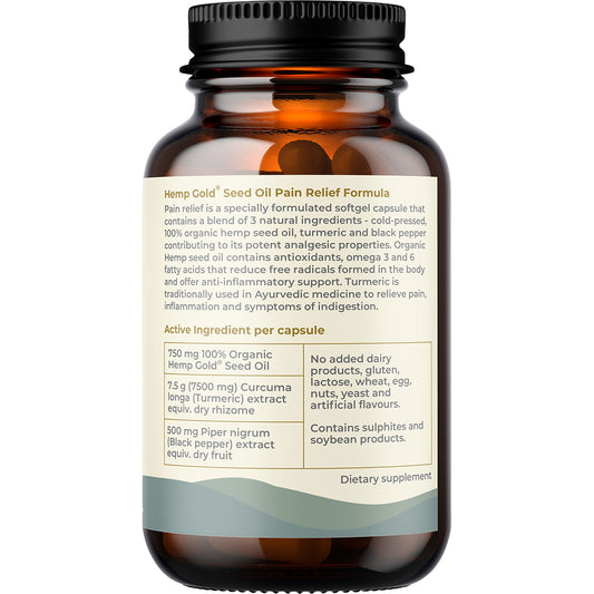 HEMP FOODS AUSTRALIA Pain Relief with Hemp Gold Seed Oil 1 x 60 Caps