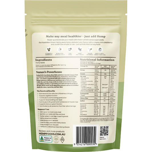 HEMP FOODS AUSTRALIA Australian Hemp Seeds Hulled 8 x 200g