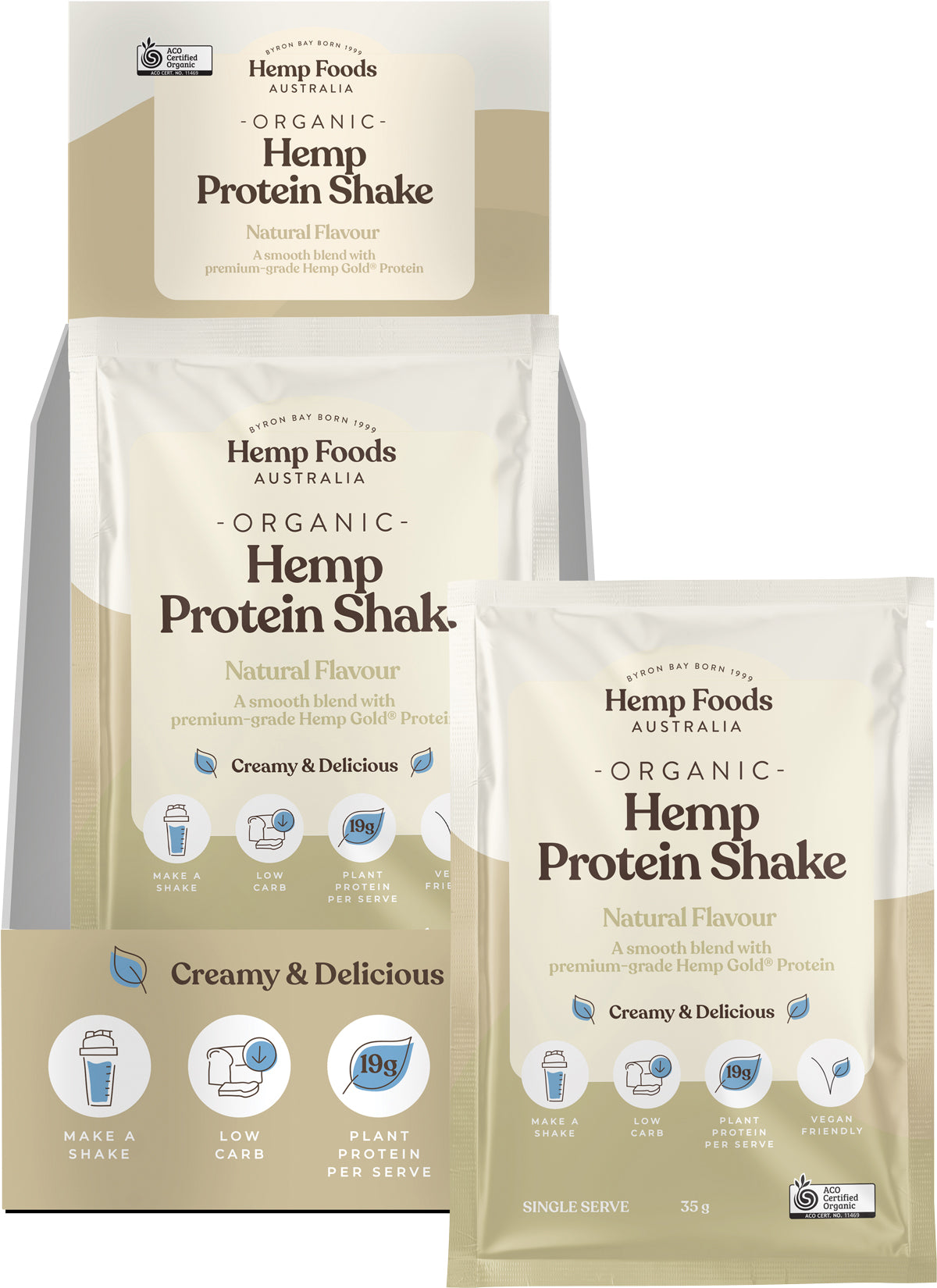 HEMP FOODS AUSTRALIA Organic Hemp Protein Shake Natural 7 x 35g