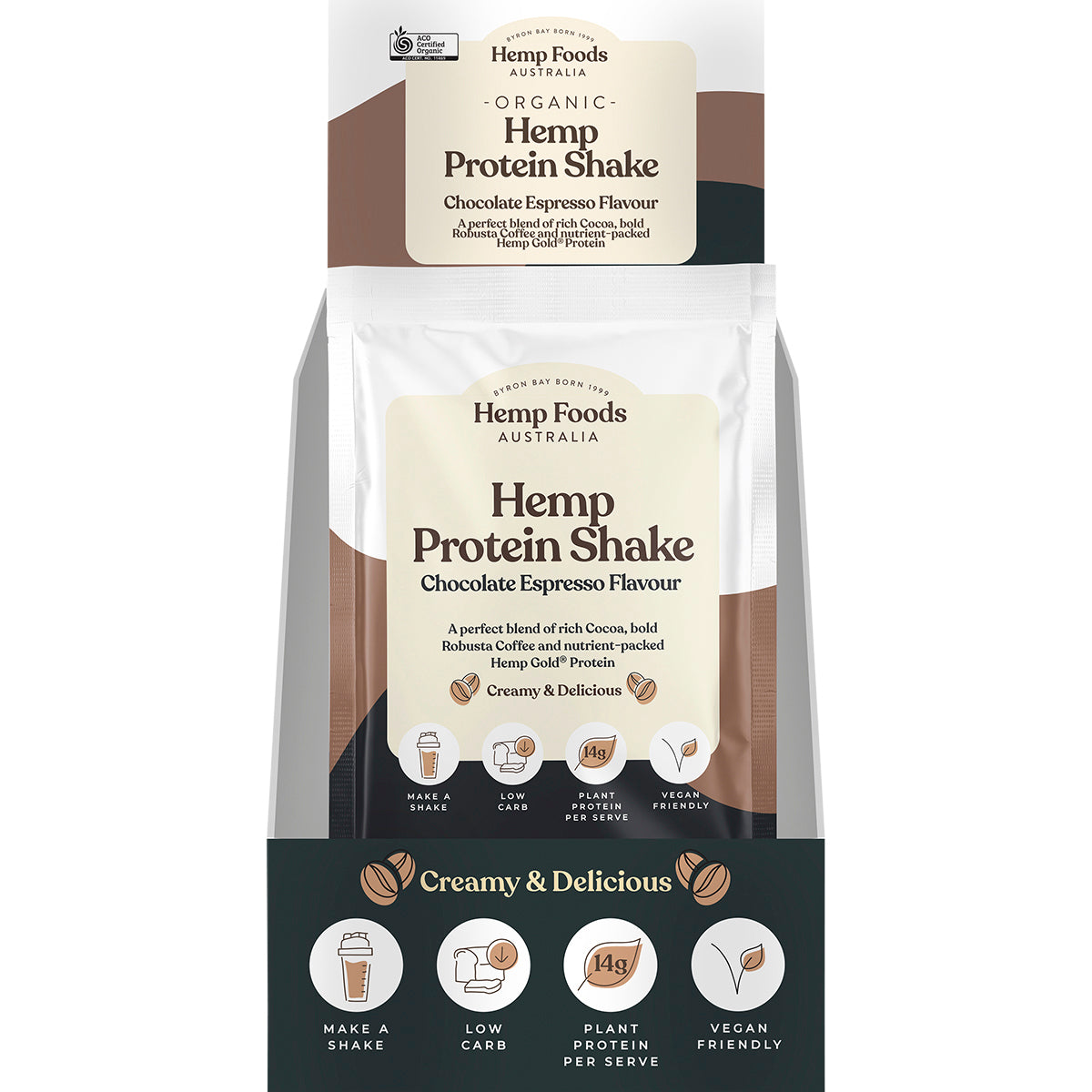 HEMP FOODS AUSTRALIA Organic Hemp Protein Shake Chocolate Espresso 7 x 35g