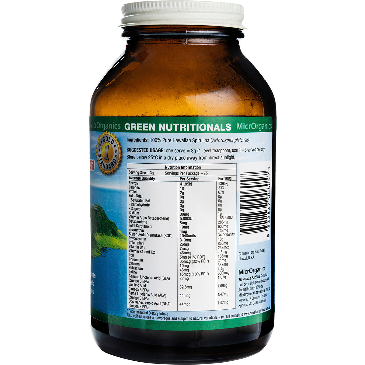 GREEN NUTRITIONALS Hawaiian Pacifica Spirulina Powder 1 x 225g