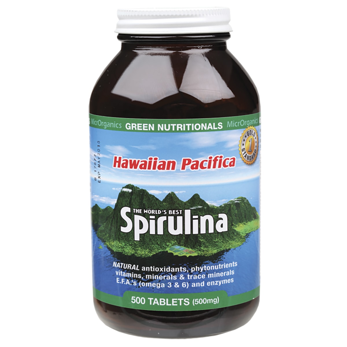 GREEN NUTRITIONALS Hawaiian Pacifica Spirulina Tablets 500mg 1 x 500 Tabs
