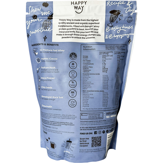 Happy Way Ashy Bines Whey Protein Powder Choc Coconut