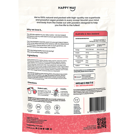 Happy Way Vegan Protein Water Powder Sour Berry
