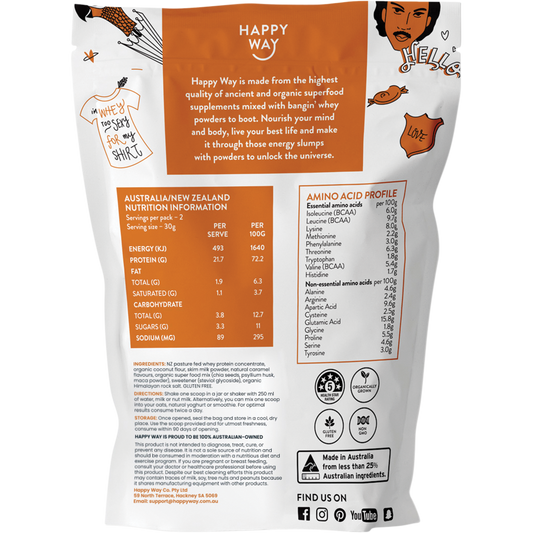 Happy Way Whey Protein Powder Salted Caramel 6 x