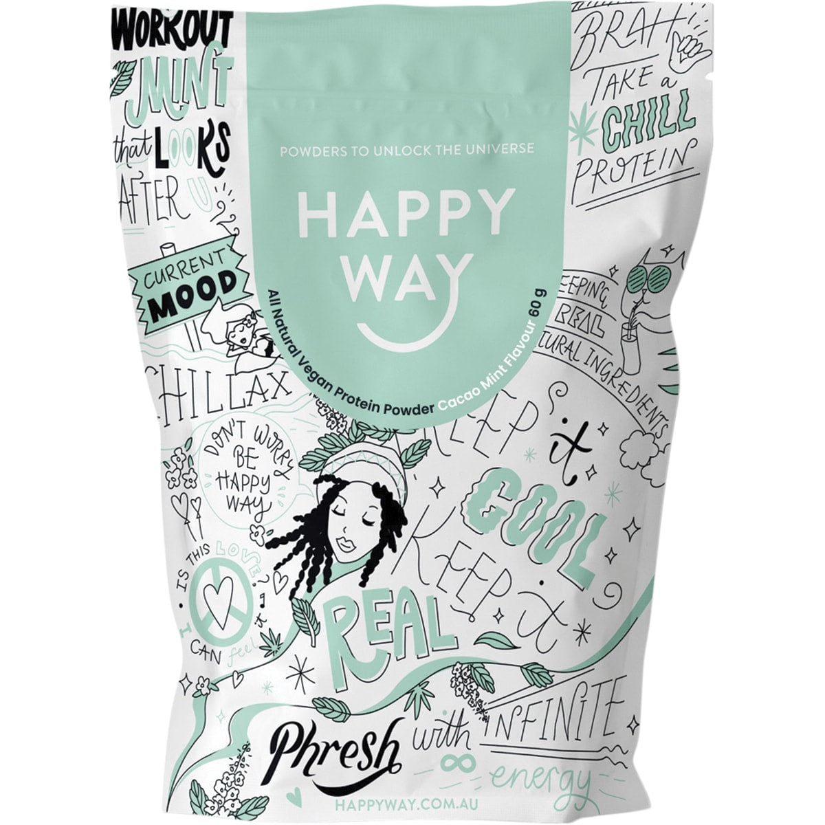 HAPPY WAY Hemp Protein Powder Cacao Mint 6 x 60g