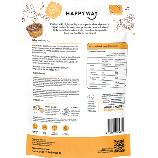 Happy Way Vegan Protein Powder Choc Peanut Butter