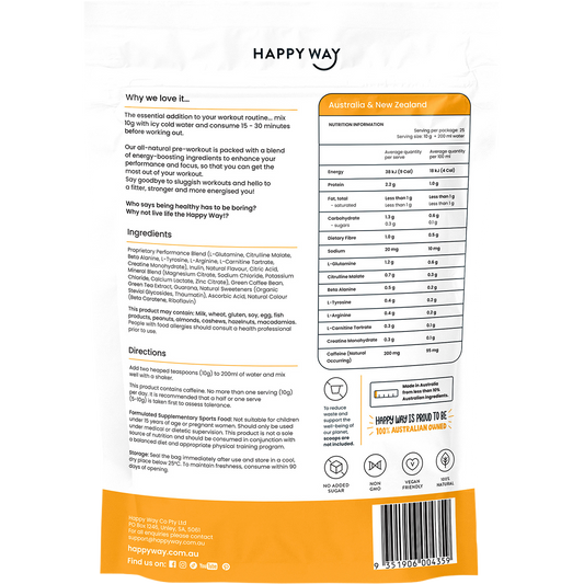 Happy Way Pre-Workout Powder Passionfruit