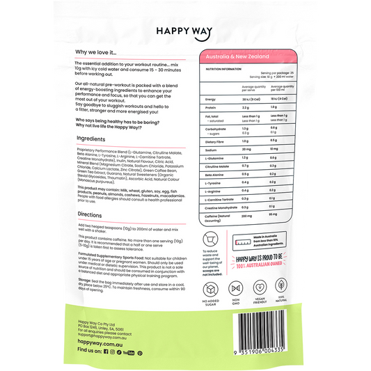 Happy Way Pre-Workout Powder Strawberry Kiwi