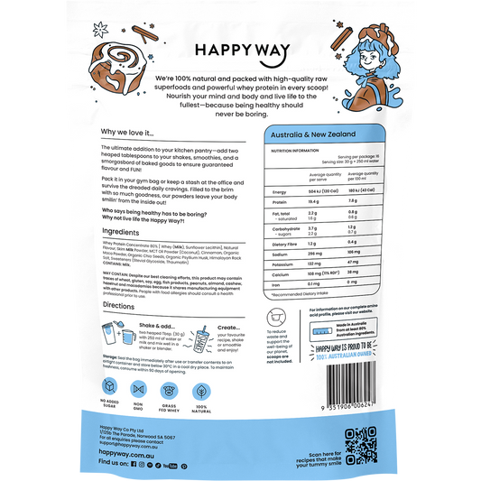 Happy Way Whey Protein Powder Cinnamon Bun