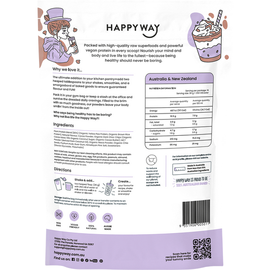 Happy Way Vegan Protein Powder Double Choc Chip