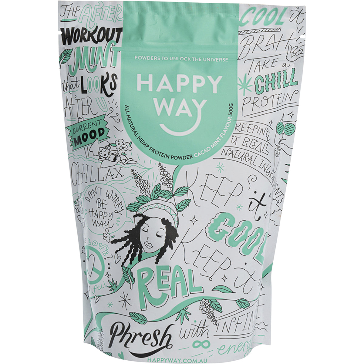HAPPY WAY Hemp Protein Powder Cacao Mint 1 x 500g