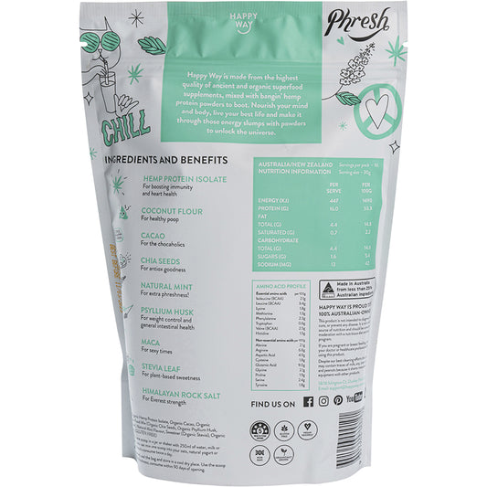 HAPPY WAY Hemp Protein Powder Cacao Mint 1 x 500g