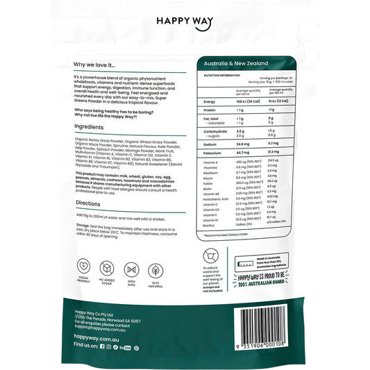HAPPY WAY Super Greens Powder Tropical 1 x 200g