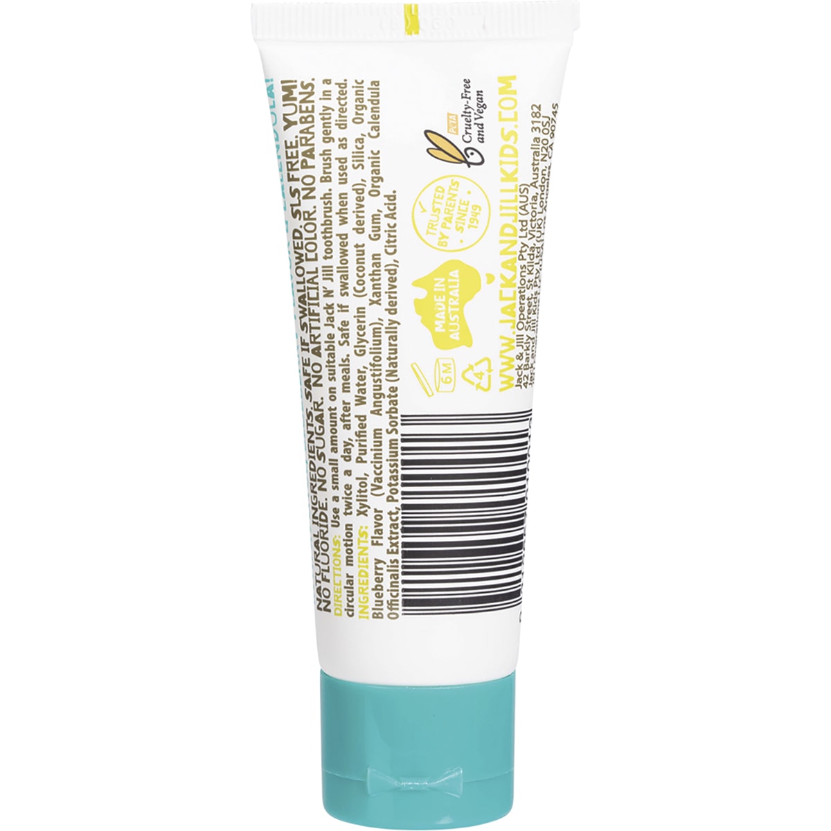 JACK N' JILL Toothpaste Children Blueberry Fluoride Free 6 x 50g