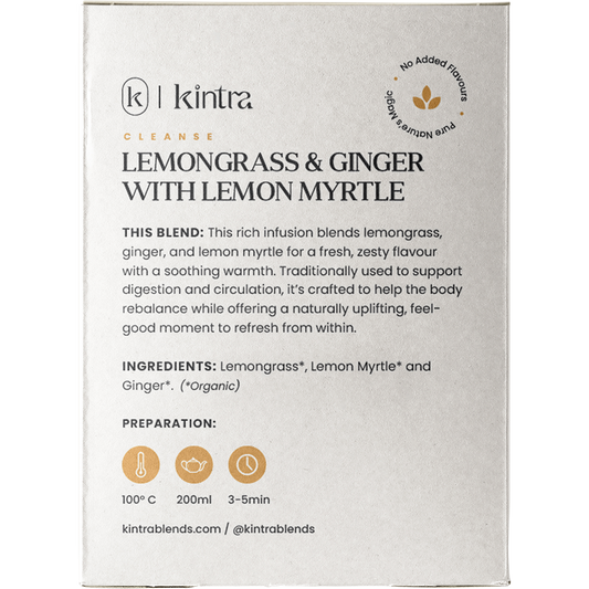 Kintra Blends Herbal Tea Bags Lemongrass & Ginger with Lemon Myrtle