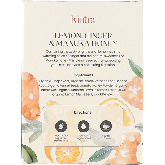 Kintra Blends Herbal Tea Bags Lemon, Ginger & Manuka Honey