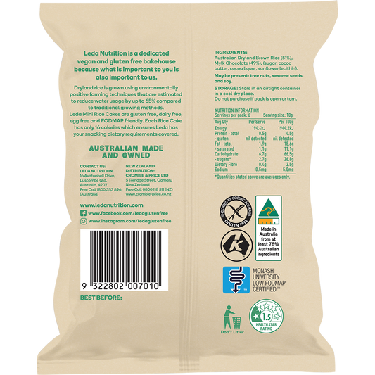 Leda Mini Rice Cakes Mylk Chocolate - Box of 6