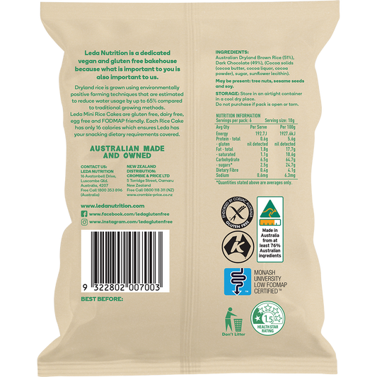 Leda Mini Rice Cakes Dark Chocolate - Box of 6