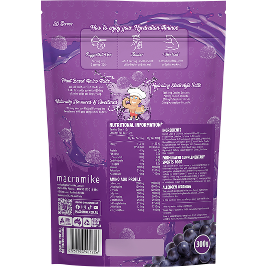 MACRO MIKE Plant Based Hydration Aminos Sour Grape Candy