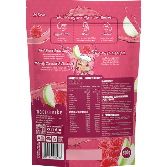MACRO MIKE Plant Based Hydration Aminos Apple Raspberry Crush