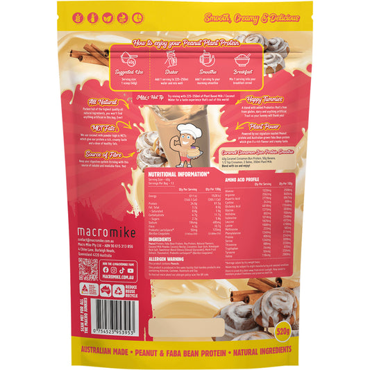 MACRO MIKE Peanut Plant Protein Caramel Cinnamon Bun 1 x 520g