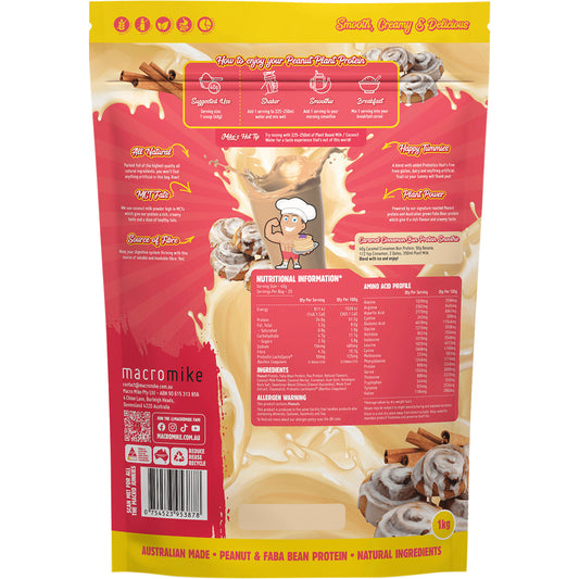 MACRO MIKE Peanut Plant Protein Caramel Cinnamon Bun 1 x 1kg