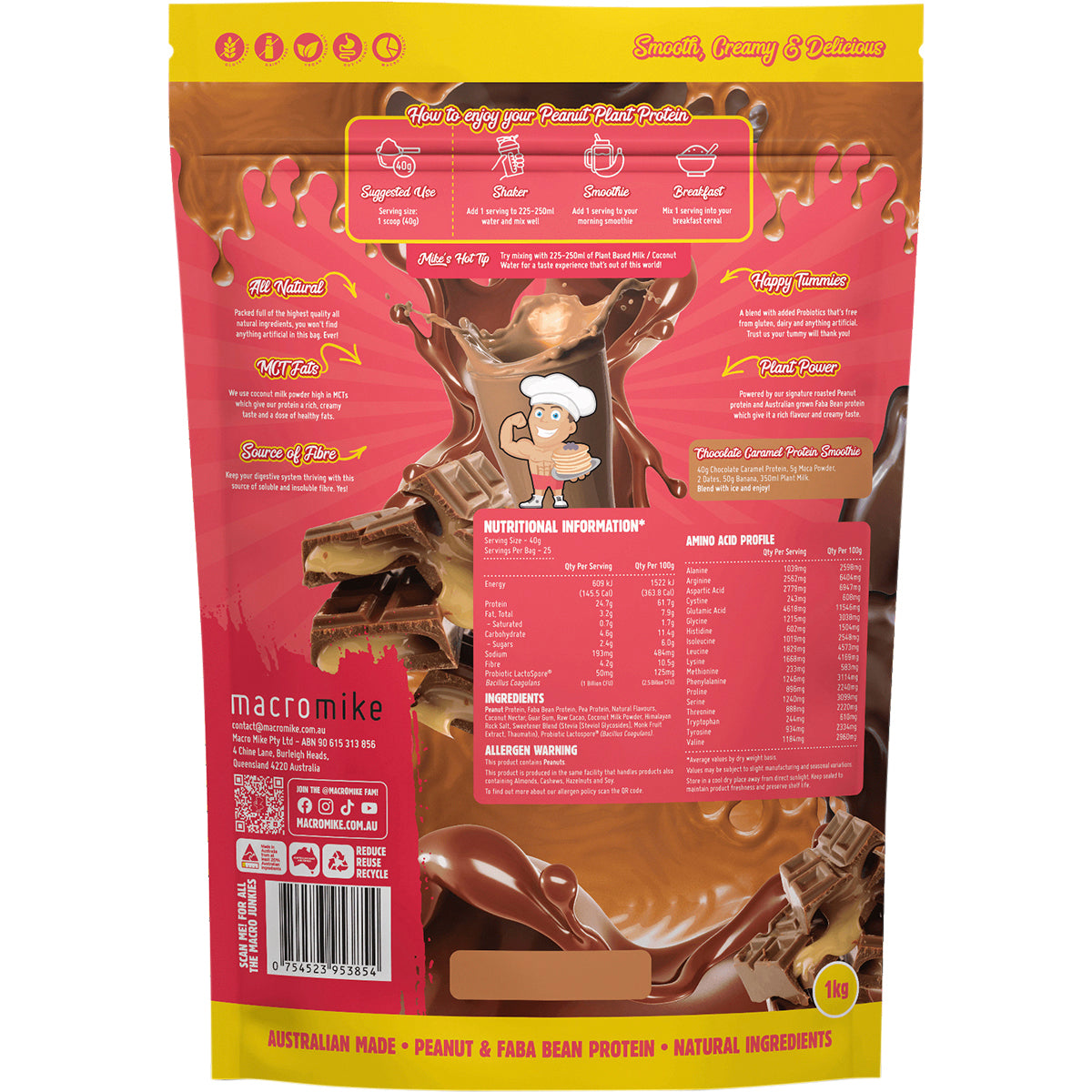 MACRO MIKE Peanut Plant Protein Chocolate Caramel 1 x 1kg