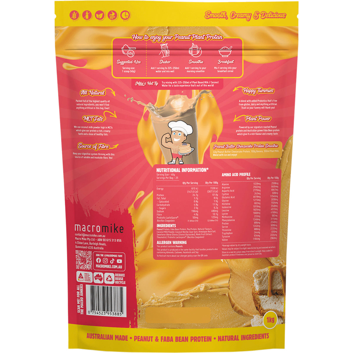 MACRO MIKE Peanut Plant Protein Peanut Butter Cheezecake 1 x 1kg