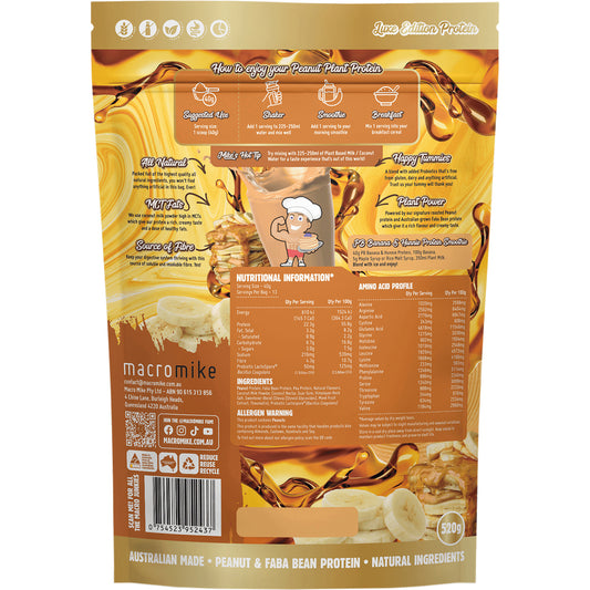 MACRO MIKE Peanut Plant Protein PB Banana & Hunnie 1 x 520g