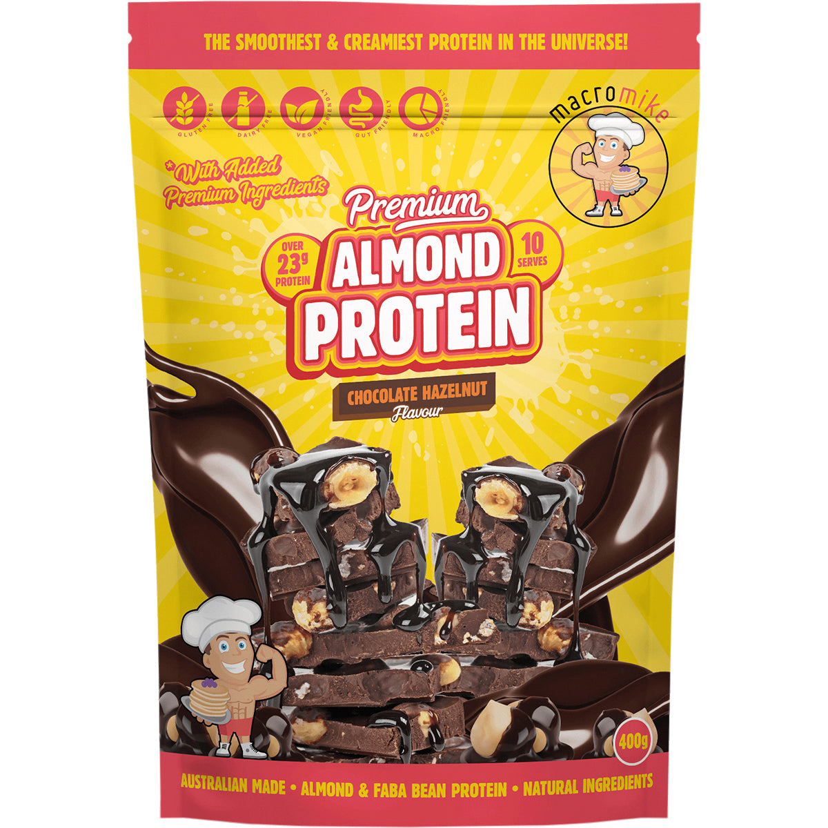 MACRO MIKE Premium Almond Protein Chocolate Hazelnut 1 x 400g
