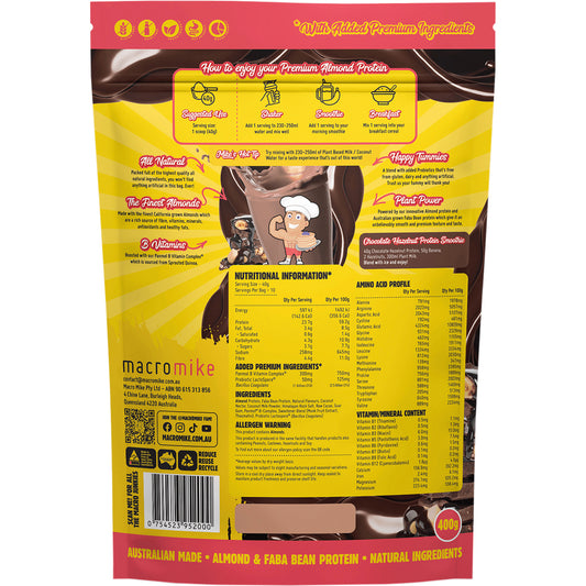MACRO MIKE Premium Almond Protein Chocolate Hazelnut 1 x 400g