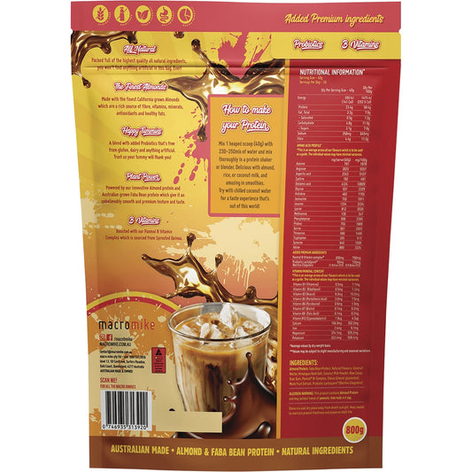 MACRO MIKE Premium Almond Protein Iced Mocha Latte 1 x 800g