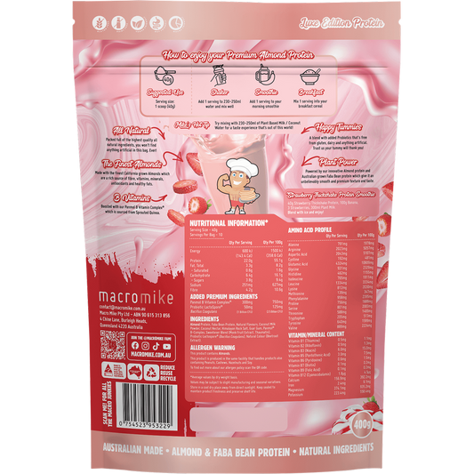 MACRO MIKE Premium Almond Protein Strawberry Thick Shake