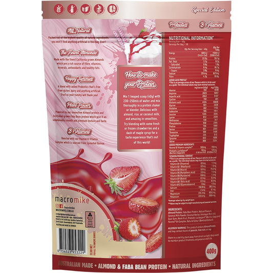 MACRO MIKE Premium Almond Protein Strawberry Thick Shake 1 x 400g