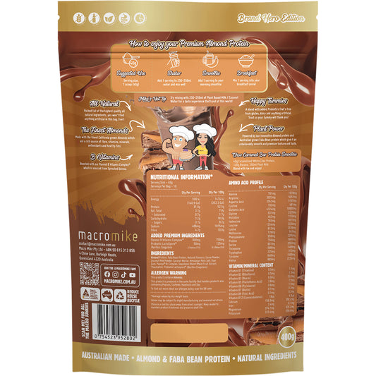 MACRO MIKE Premium Almond Protein Choc Caramel Bar 1 x 400g