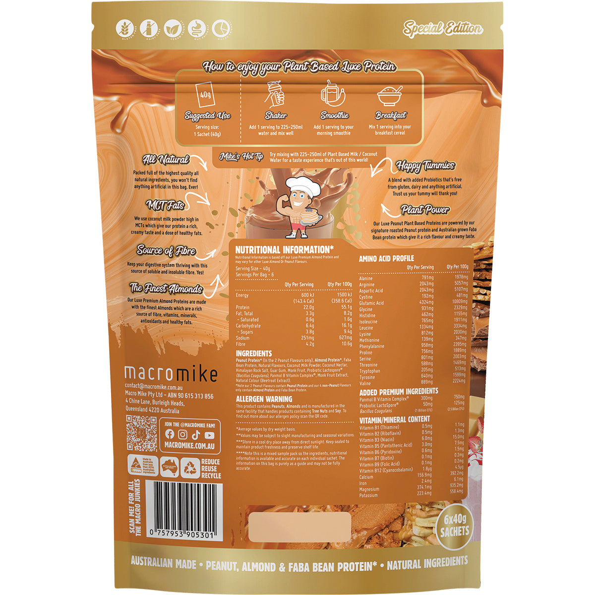 MACRO MIKE Plant Based Luxe Protein Sample Pack 6 x 40g