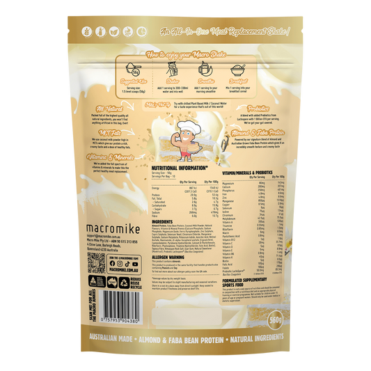 MACRO MIKE Almond Macro Shake Meal Replacement Vanilla Cake Batter